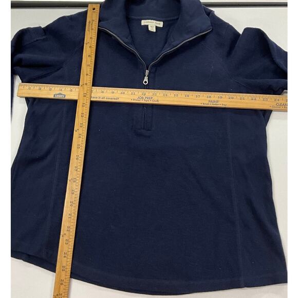 Women's Coldwater Creek 1/4 Zip Sweater 1X - 16W-18W Navy Knit Double Collared - Picture 7 of 9